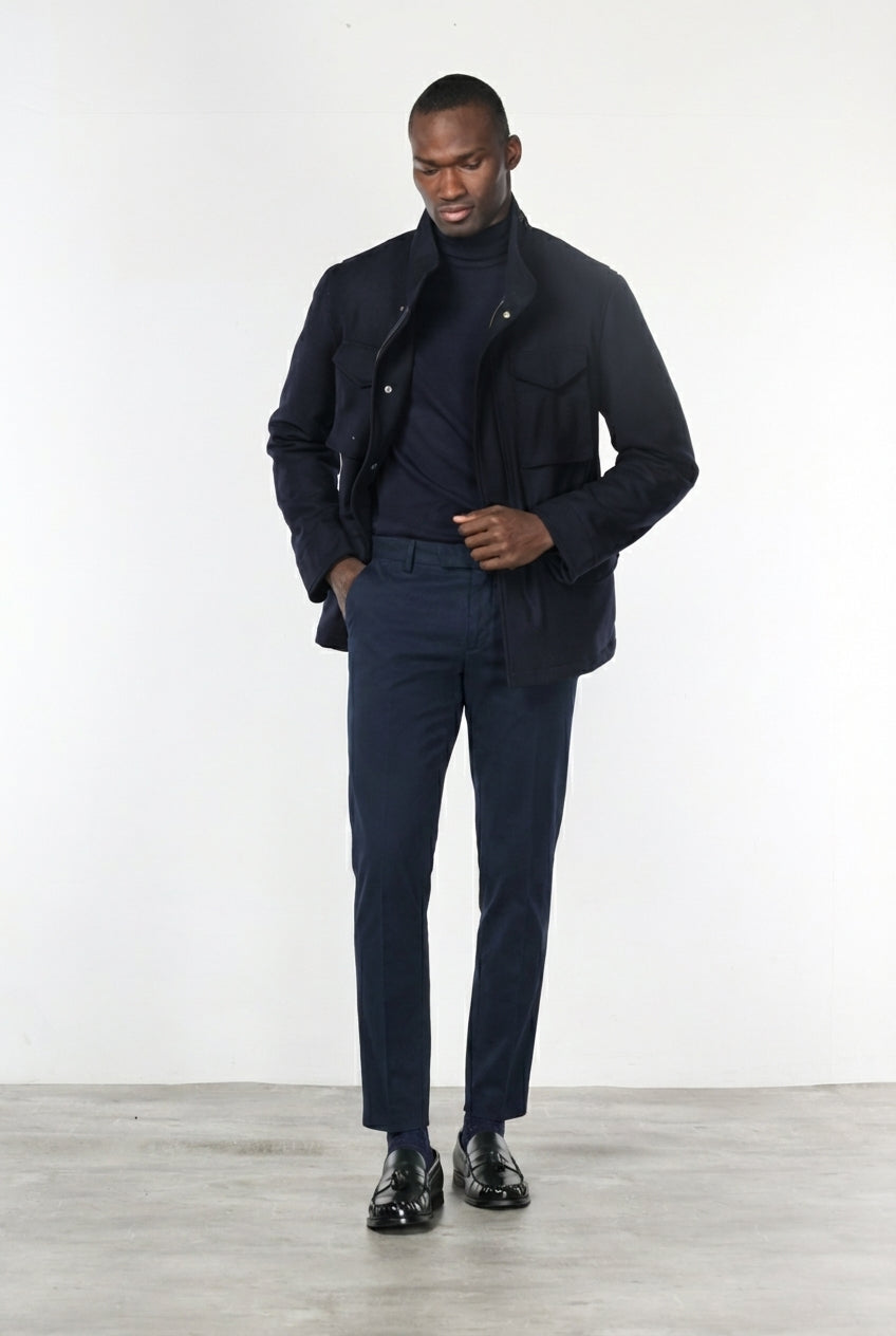 Milano pantalone chino uomo in gabardina stretch extra slim fit ①