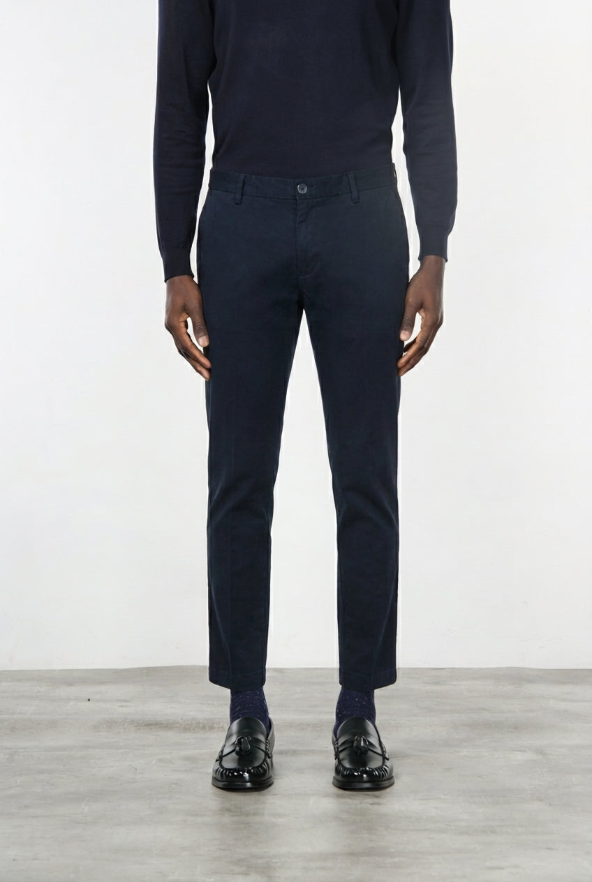Milano pantalone chino uomo in gabardina stretch extra slim fit ①