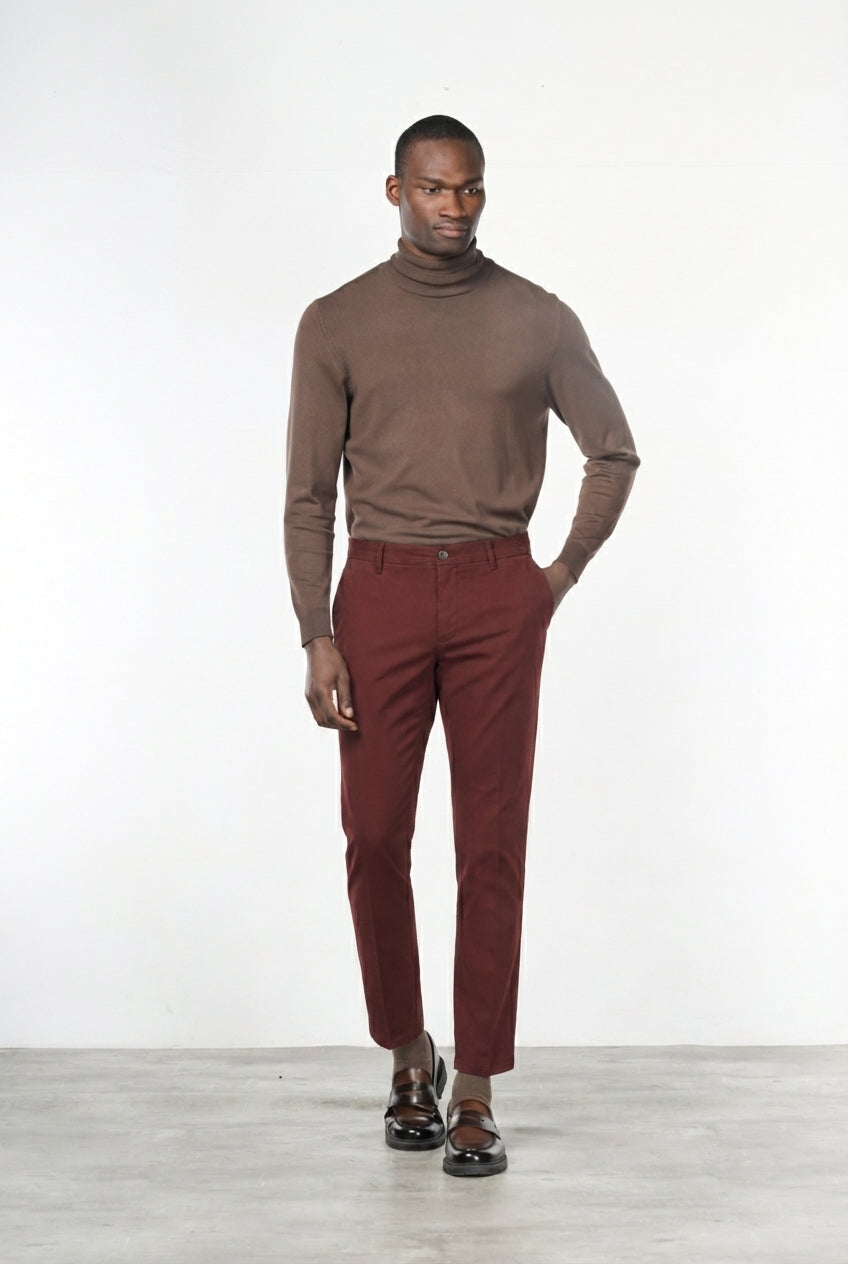 Milano chino pants for men in stretch gabardine, extra slim fit ①