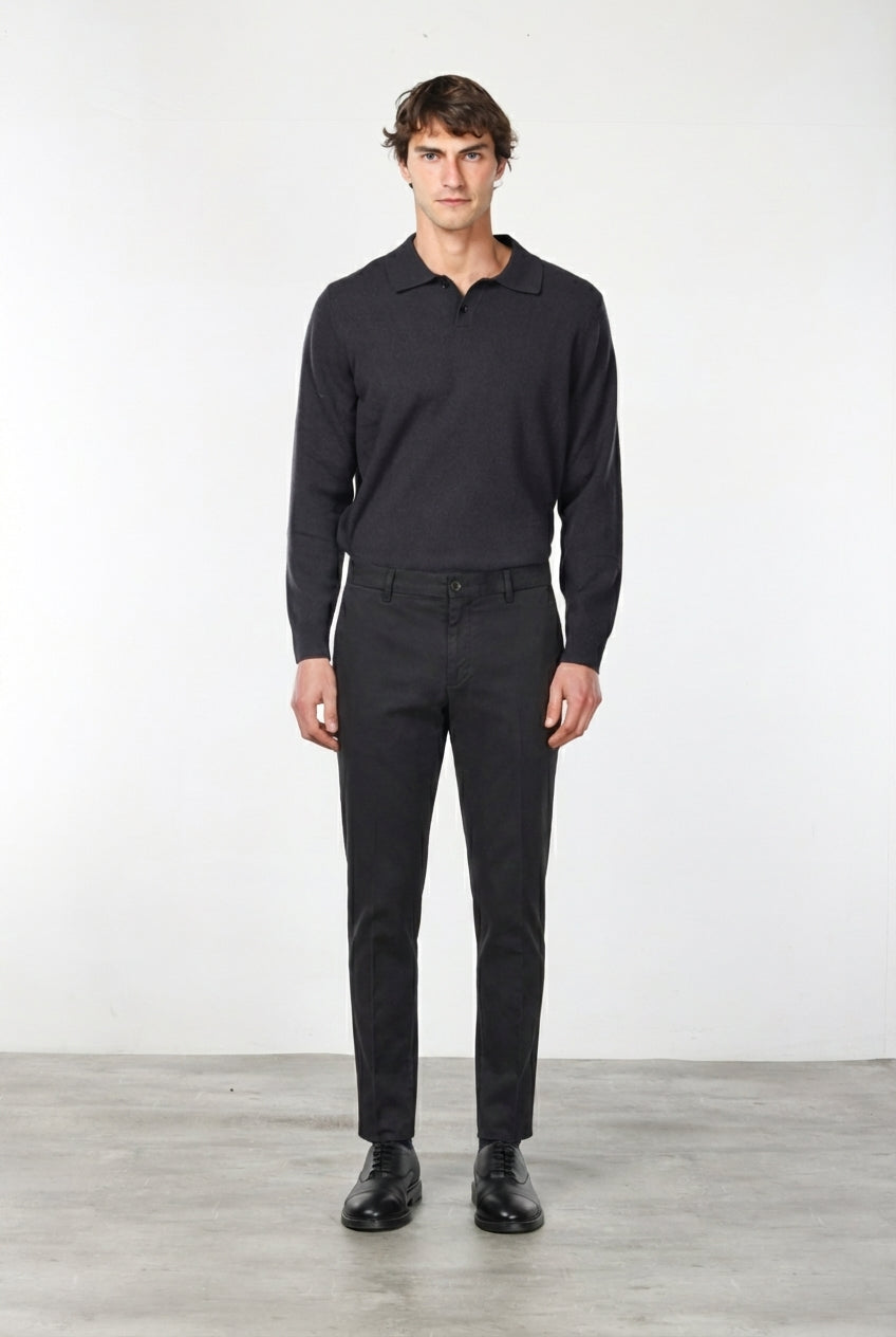 Milano chino pants for men in stretch gabardine, extra slim fit ①