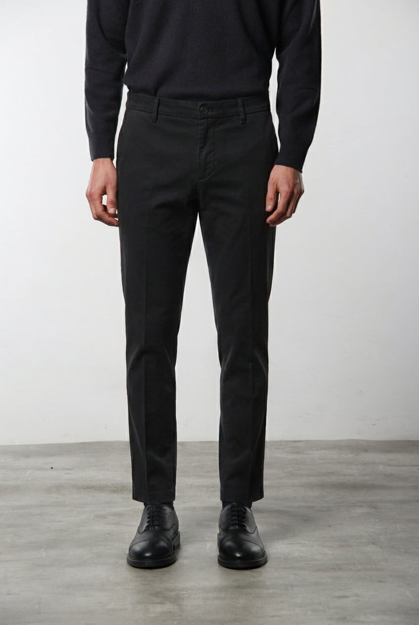 Milano chino pants for men in stretch gabardine, extra slim fit ①