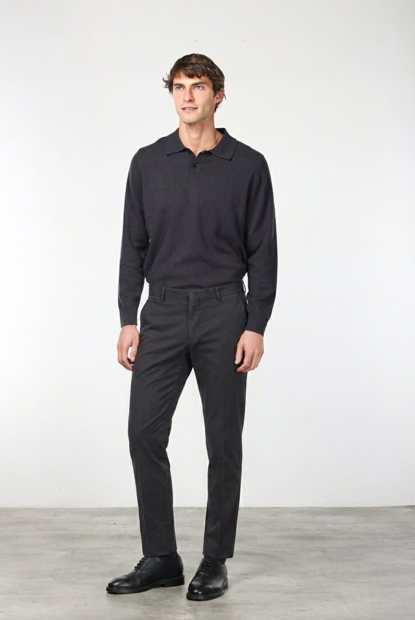 Milano chino pants for men in stretch gabardine, extra slim fit ①