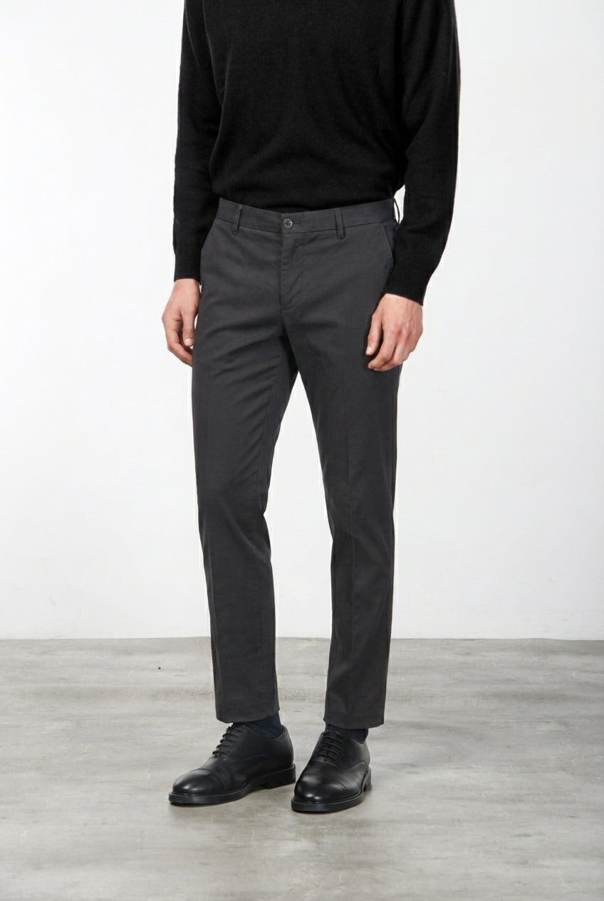 Milano chino pants for men in stretch gabardine, extra slim fit ①