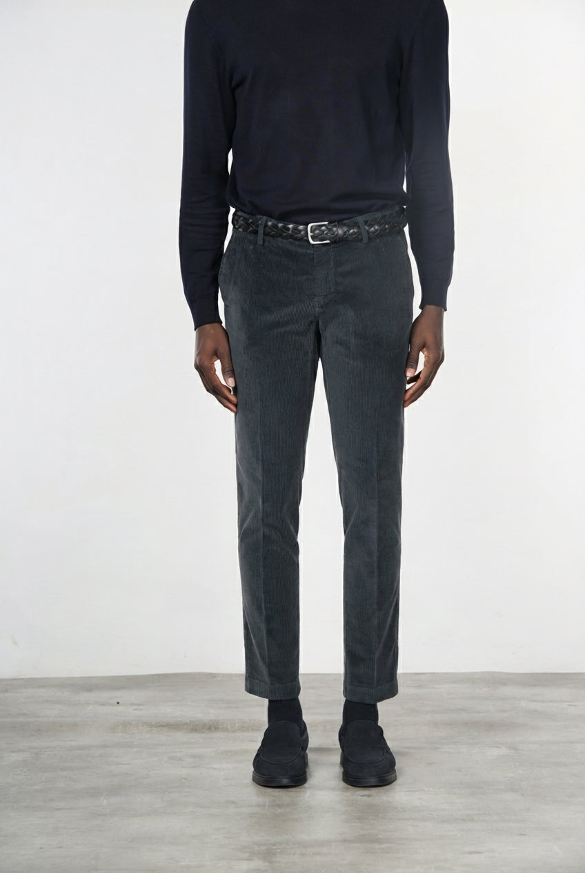 Milano men's chino trousers in velvet 500 extra slim fit stripes ①