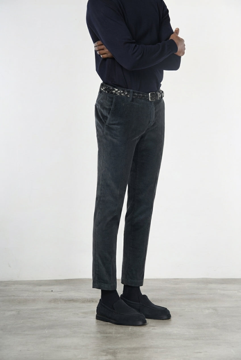 Milano men's chino trousers in velvet 500 extra slim fit stripes ①