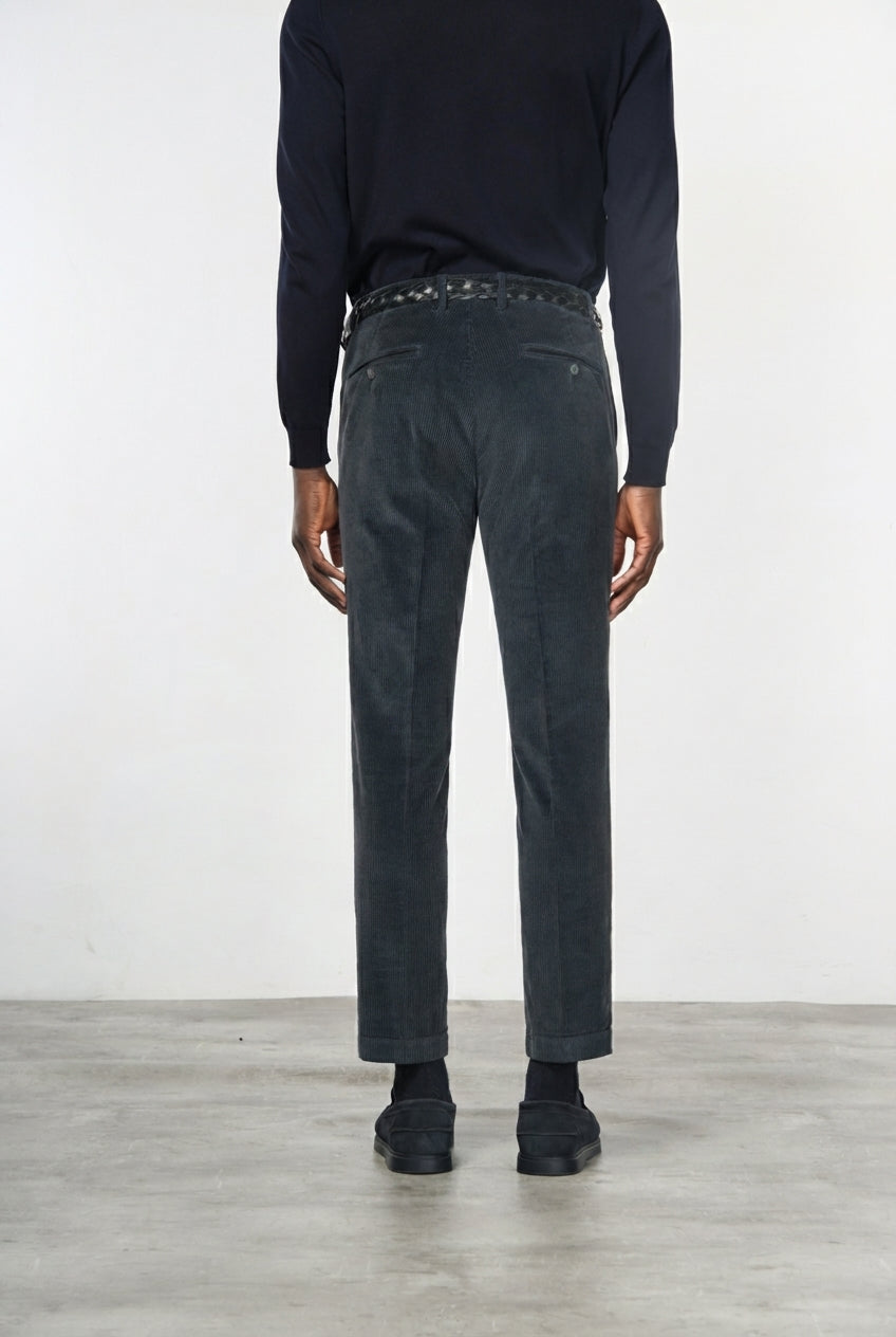 Milano men's chino trousers in velvet 500 extra slim fit stripes ①