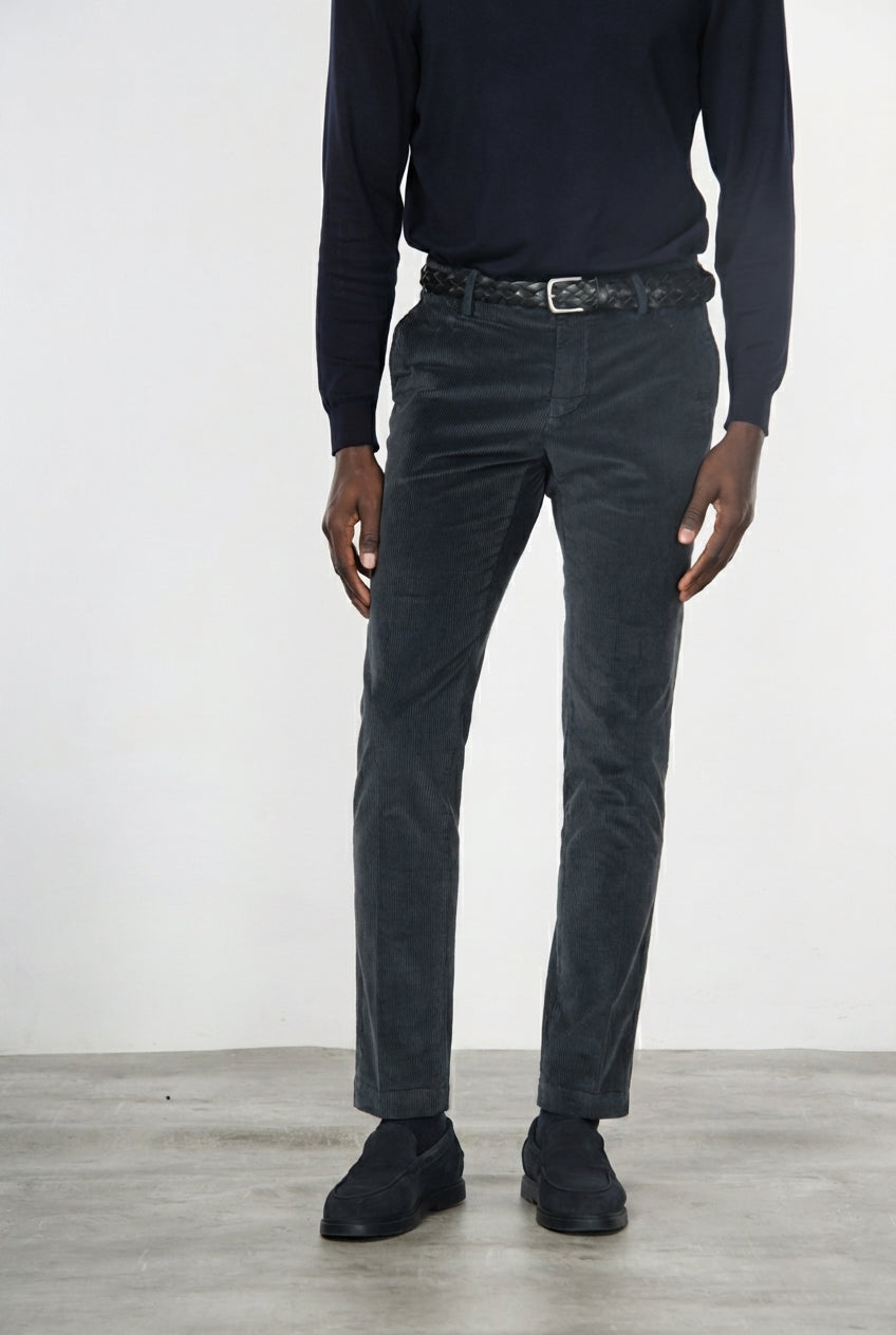 Milano men's chino trousers in velvet 500 extra slim fit stripes ①