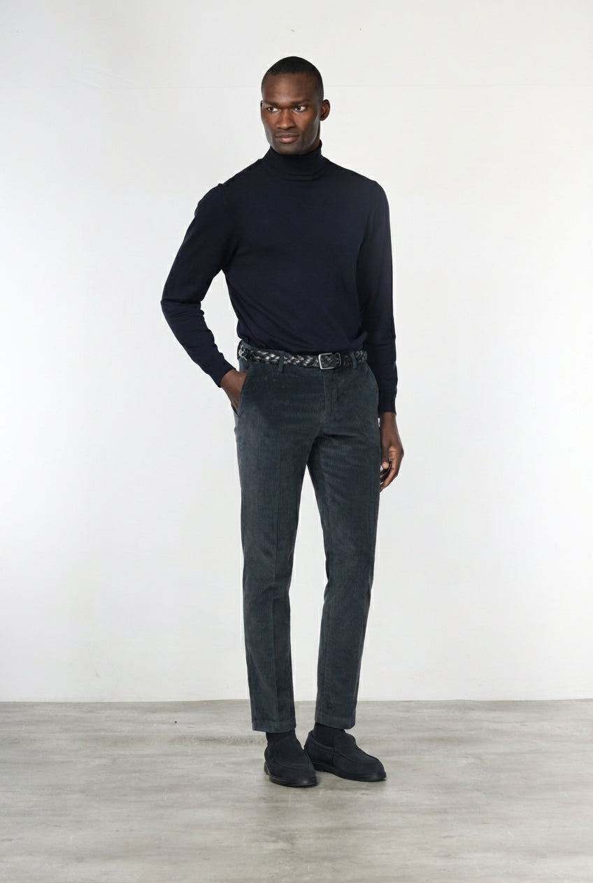 Milano men's chino trousers in velvet 500 extra slim fit stripes ①
