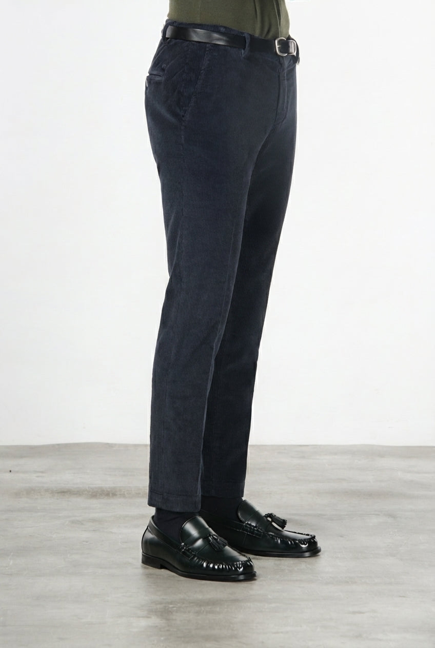 Milano pantalon chino homme en velours côtelé 500 raies, extra slim fit ①