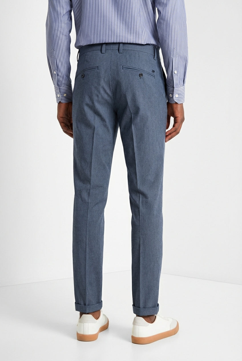 Osaka men's chino pants in fine pinstripe carrot fit