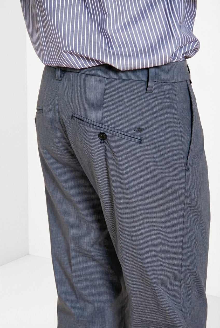 Osaka men's chino pants in fine pinstripe carrot fit