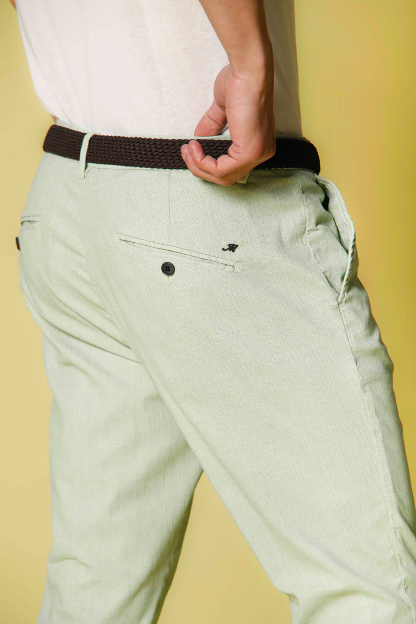 Image 2 of men's chino pants in light green cotton with microfantasy Osaka Style model by Mason's
