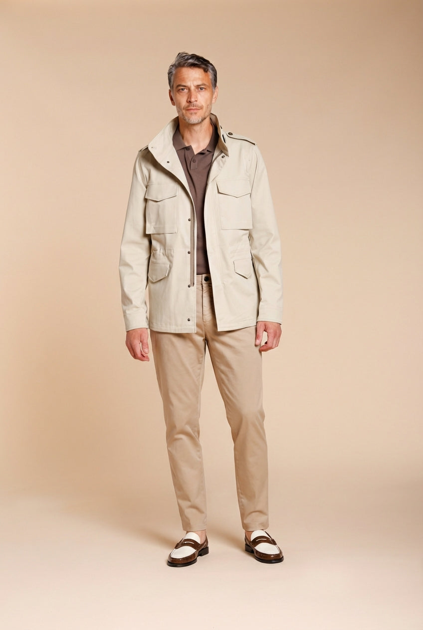 Osaka pantalone chino uomo in tricotina fine di cotone e lyocell carrot fit