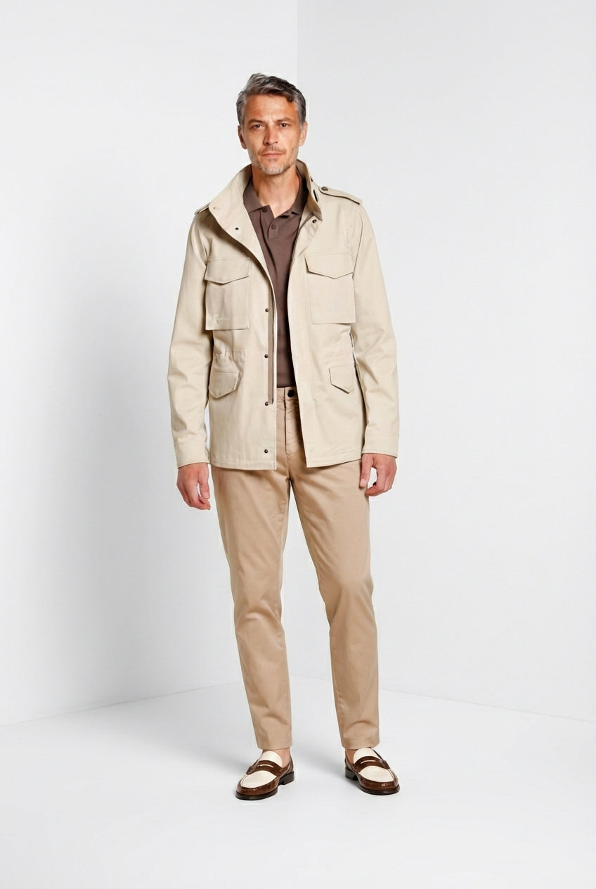 Osaka pantalone chino uomo in tricotina fine di cotone e lyocell carrot fit