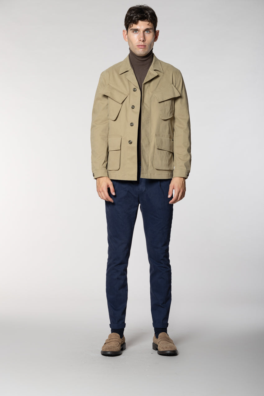 Osaka 1 Pinces pantaloni chino uomo in cotone lana carrot fit