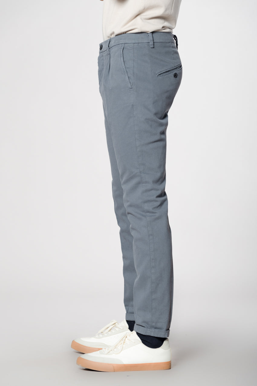 Osaka 1 Pinces pantaloni chino uomo in cotone lana carrot fit