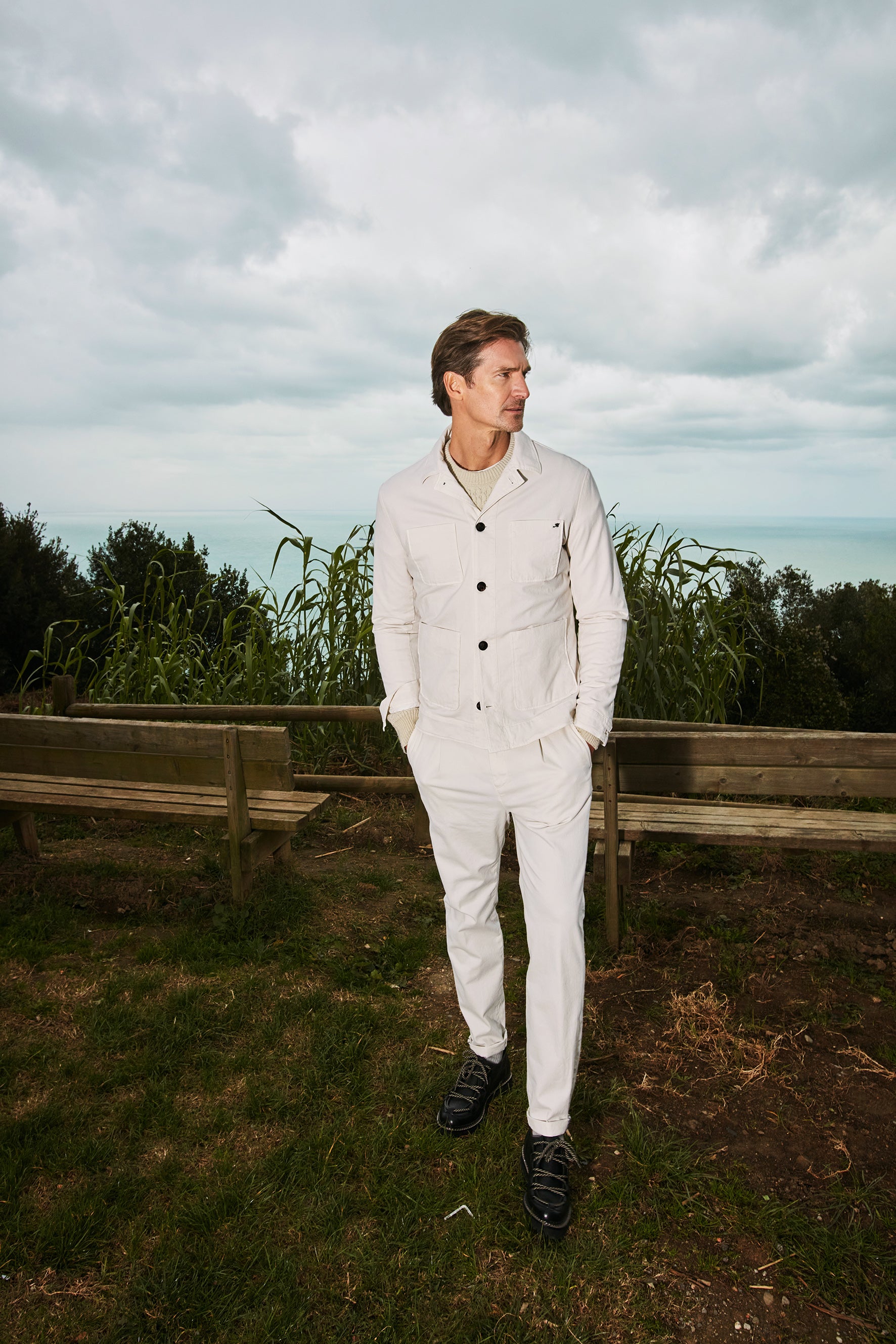 Osaka 1 Pinces pantalon chino homme en coton laine carrot fit