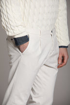 Foto 4 Osaka 1 Pinces pantaloni chino uomo in cotone lana carrot fit