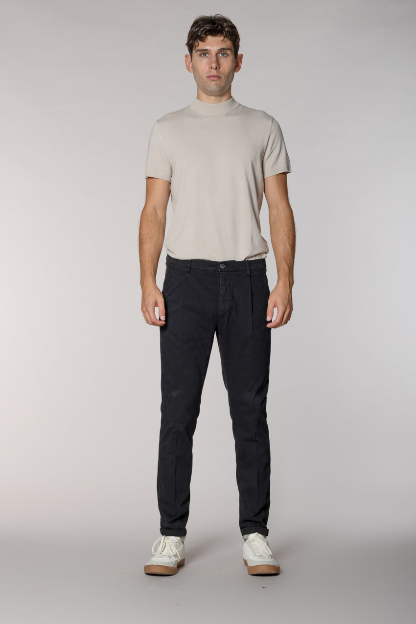 Osaka 1 Pinces pantalon chino homme en coton soie carrot fit