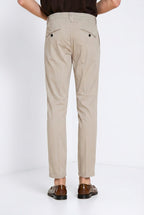 Osaka 1 Pinces men's chino pants in cotton and silk satin carrot fit ①