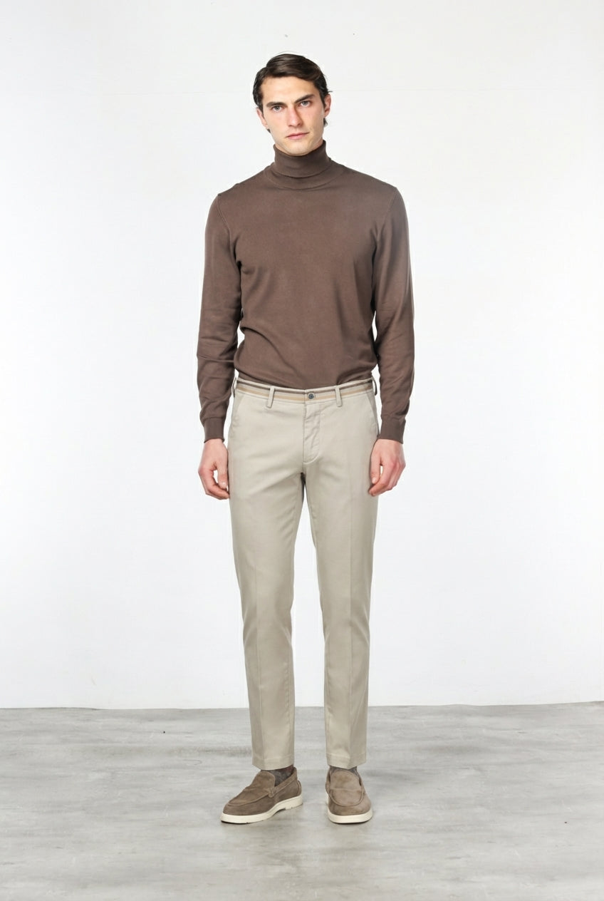 Turin Winter men's chino trousers in slim-fit stretch gabardine