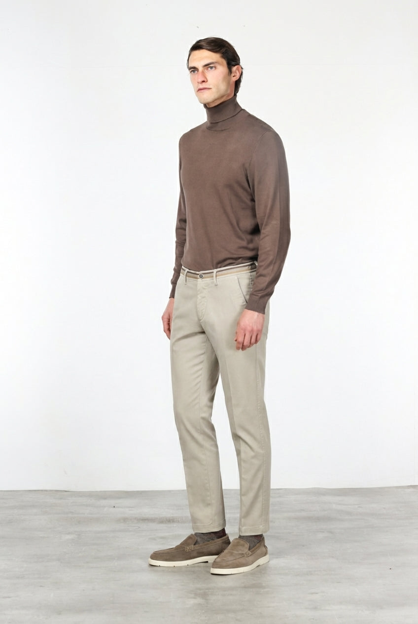 Turin Winter men's chino trousers in slim-fit stretch gabardine