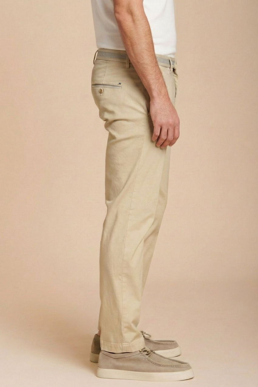 Torino University men's chino pants in stretch satin slim fit