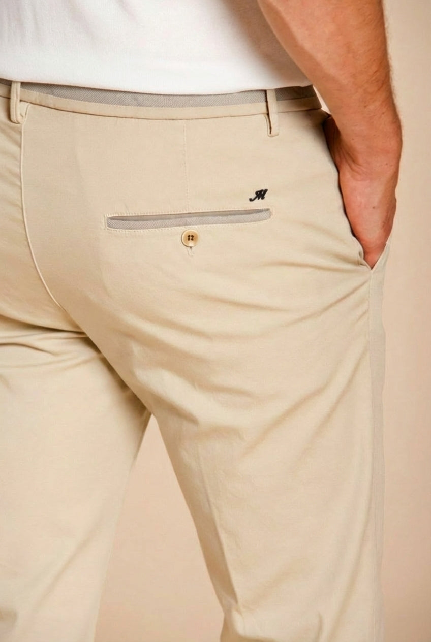 Torino University men's chino pants in stretch satin slim fit