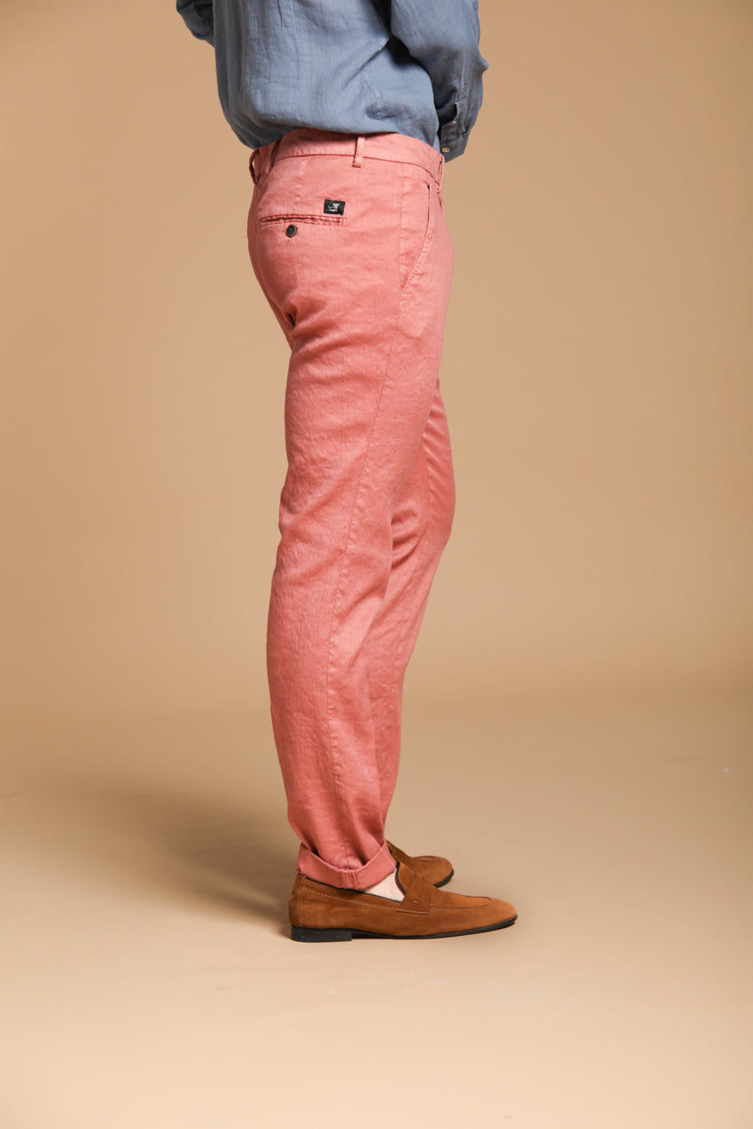 Torino pantalone chino uomo in twill di cotone e lino slim fit