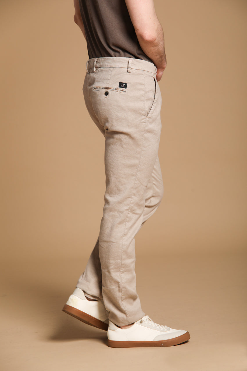 Torino pantalone chino uomo in twill di cotone e lino slim fit