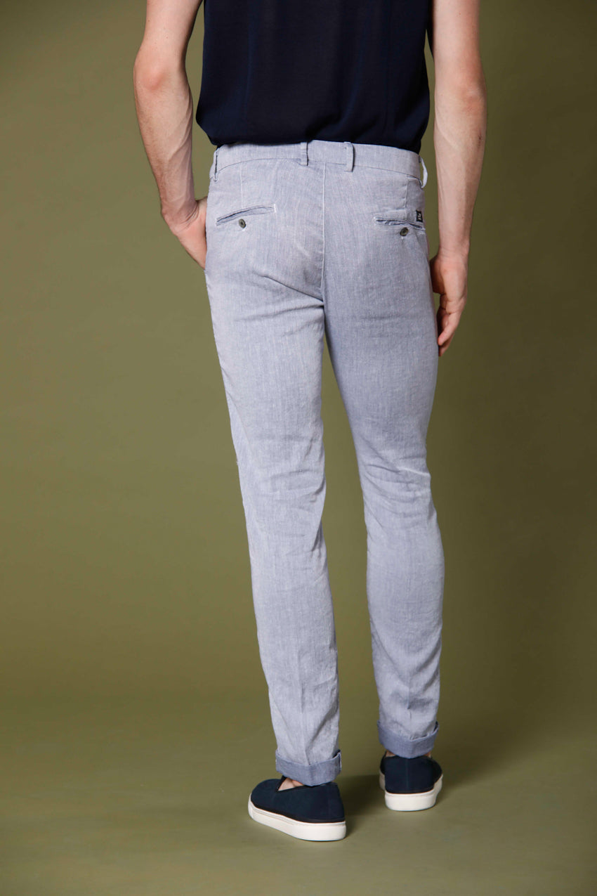 Image 2 du pantalon chino homme en twill de coton et lin blanc modéle Torino Style par Mason's
