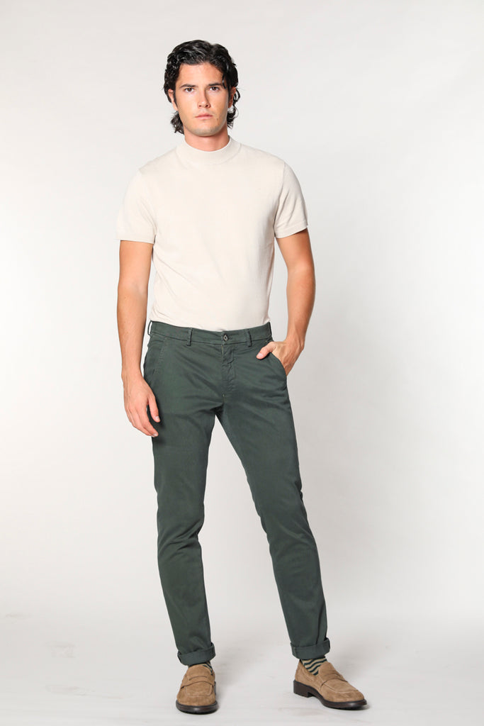 Torino Style man gabardine and cotton modal stretch chino pants slim