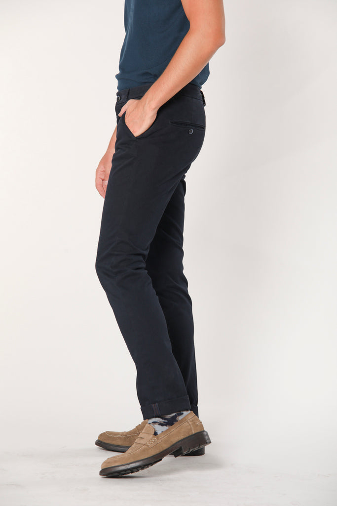 Torino Style man gabardine and cotton modal stretch chino pants slim