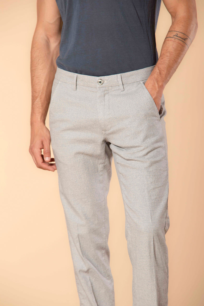Milano men's chino pants in mouliné cotton with micro pattern extra slim fit