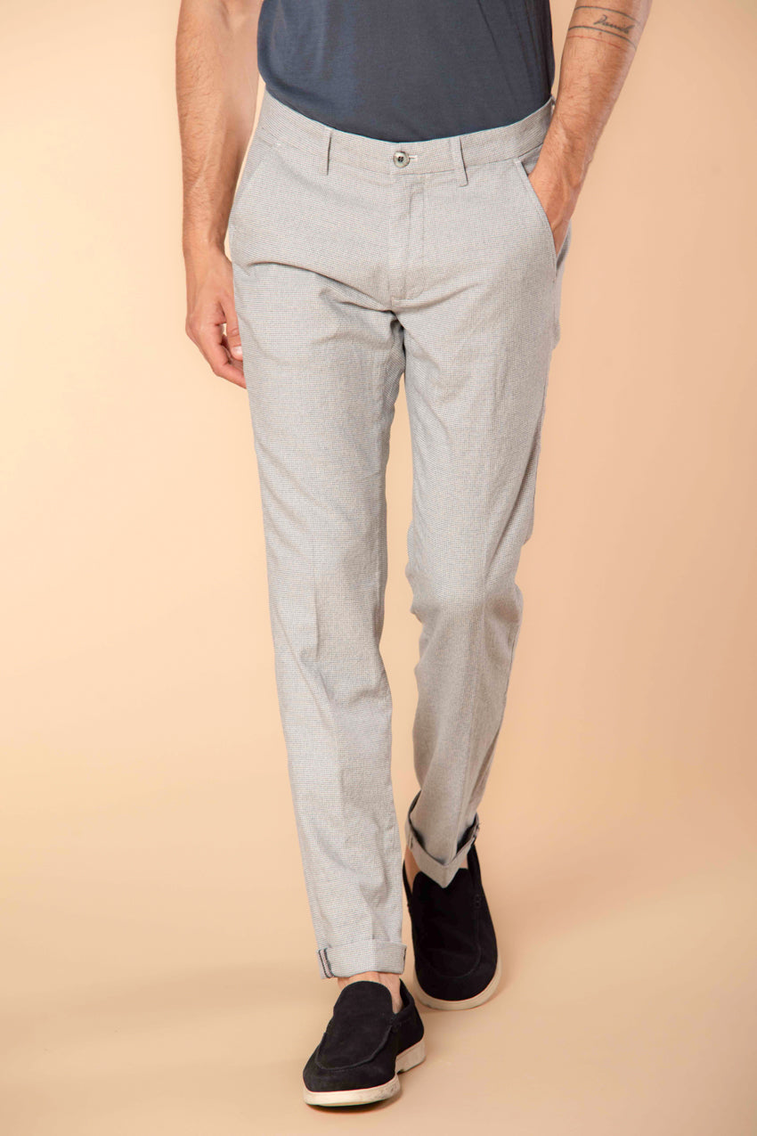 Milano men's chino pants in mouliné cotton with micro pattern extra slim fit