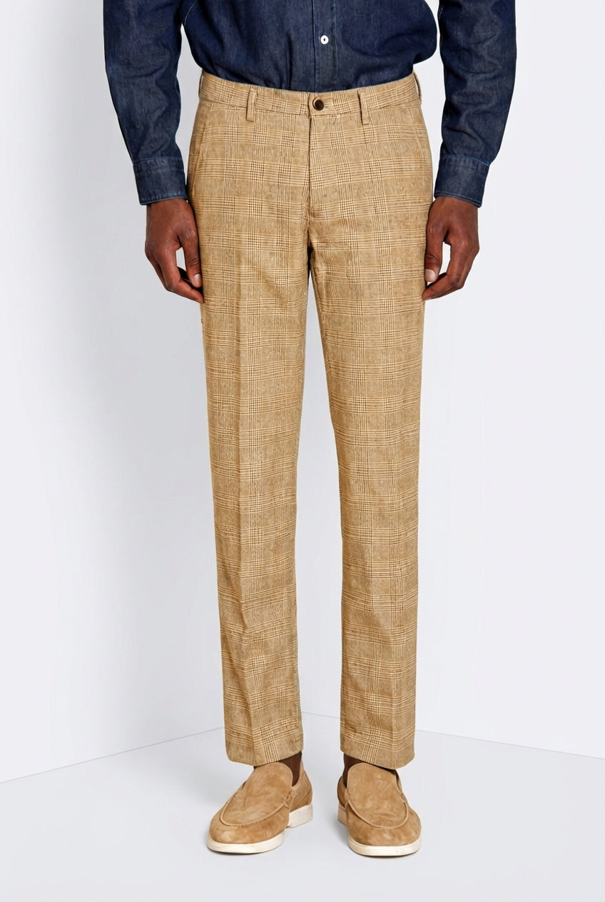 Torino Herren Chinohose Glencheck-Muster mit dunklem Garn slim fit