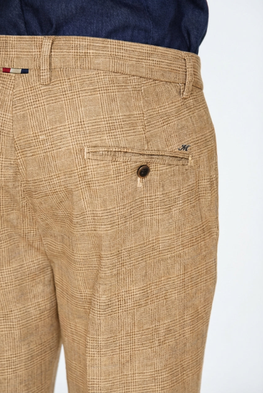 Torino Herren Chinohose Glencheck-Muster mit dunklem Garn slim fit