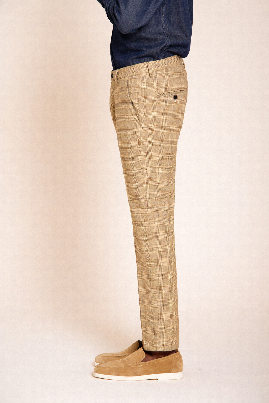 Torino Herren Chinohose Glencheck-Muster mit dunklem Garn slim fit