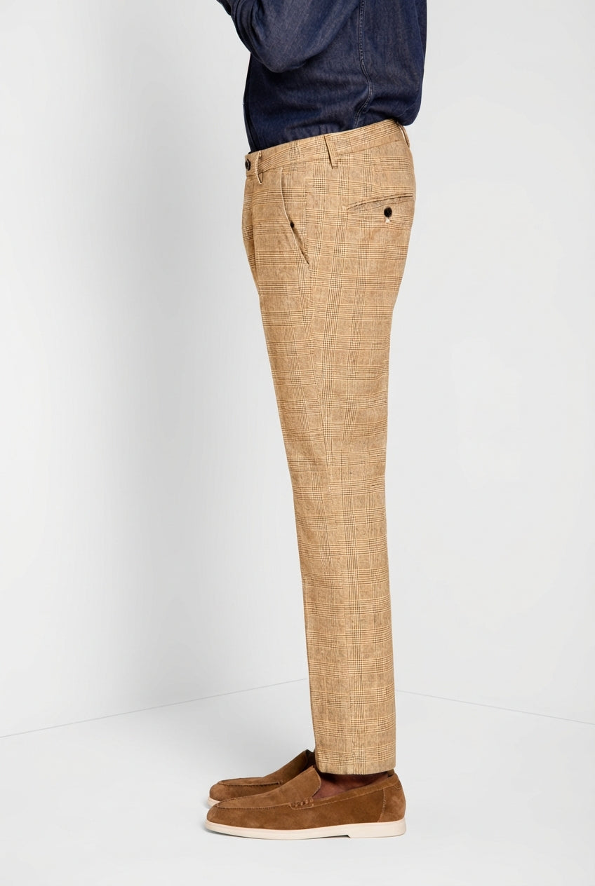 Torino Herren Chinohose Glencheck-Muster mit dunklem Garn slim fit