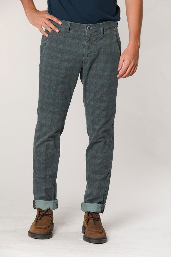 Torino Style man chino pants in gabardine with faded chevron pattern slim