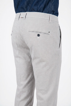 Torino Hose Chino Herren aus garngefärbtem Hahnentritt-Mikromuster blau slim fit