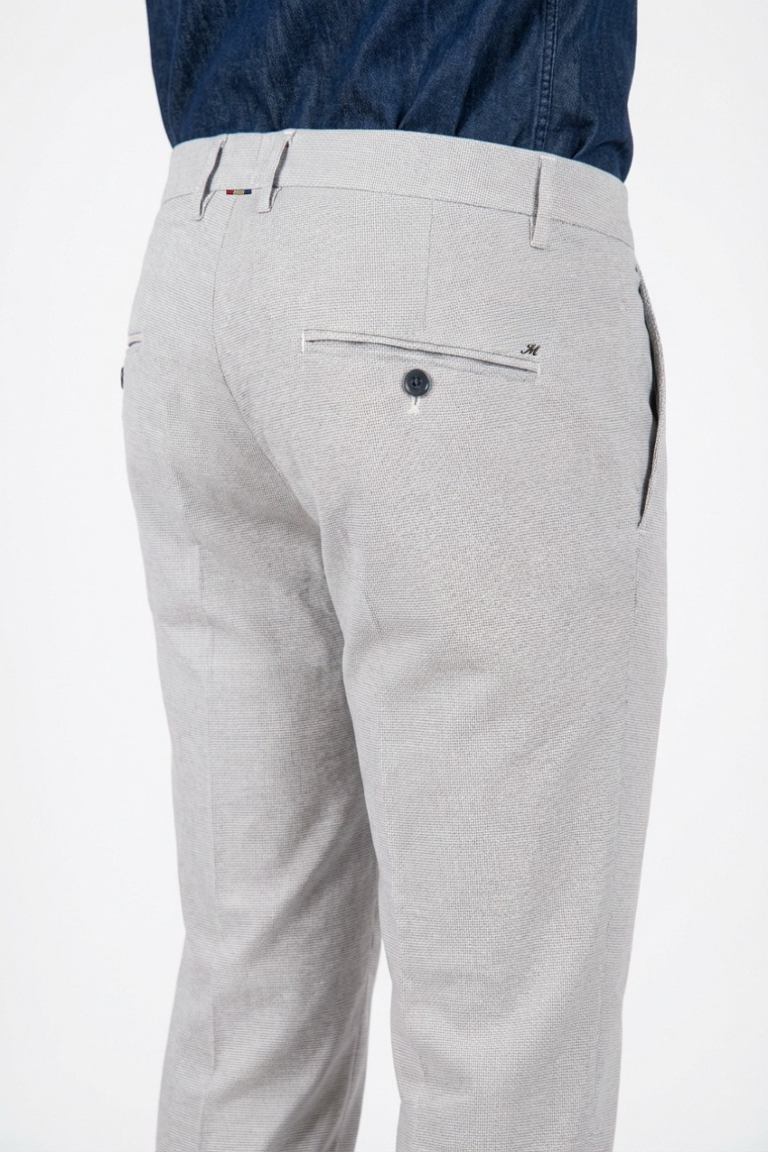 Torino Hose Chino Herren aus garngefärbtem Hahnentritt-Mikromuster blau slim fit