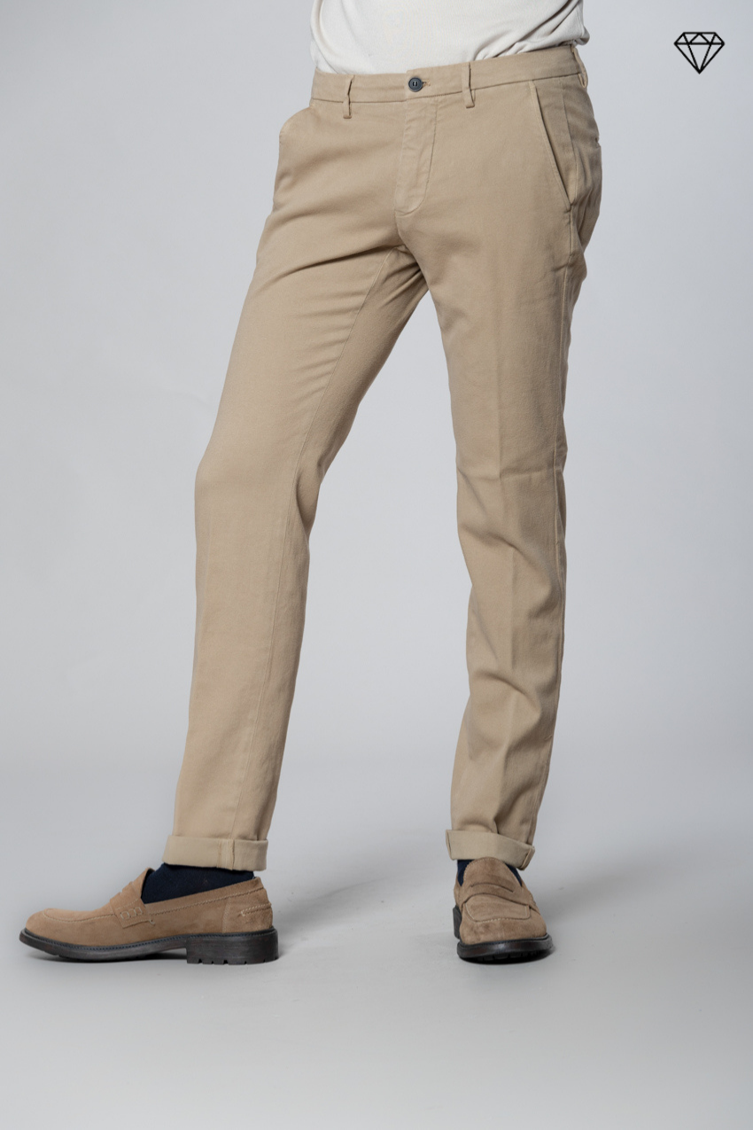 Torino men's chino pants in cotton cashmere slim fit ①