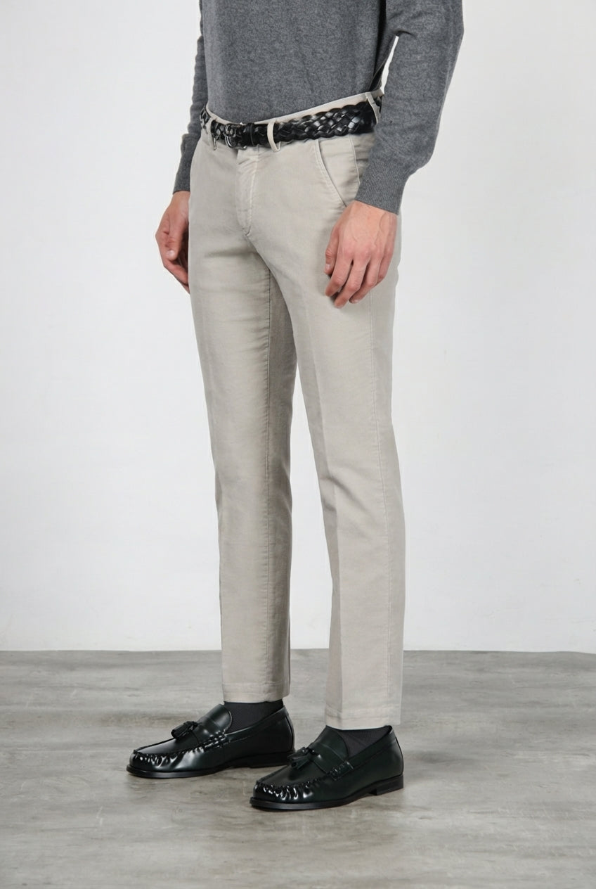 Torino pantalone chino uomo in velluto 1000 righe slim fit ①