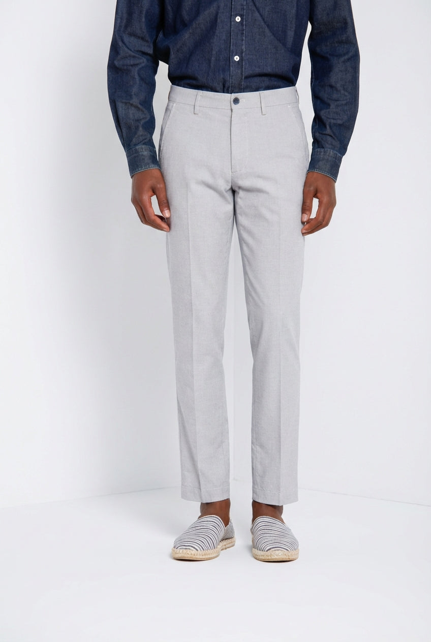 Torino Hose Chino Herren aus garngefärbtem Hahnentritt-Mikromuster blau slim fit