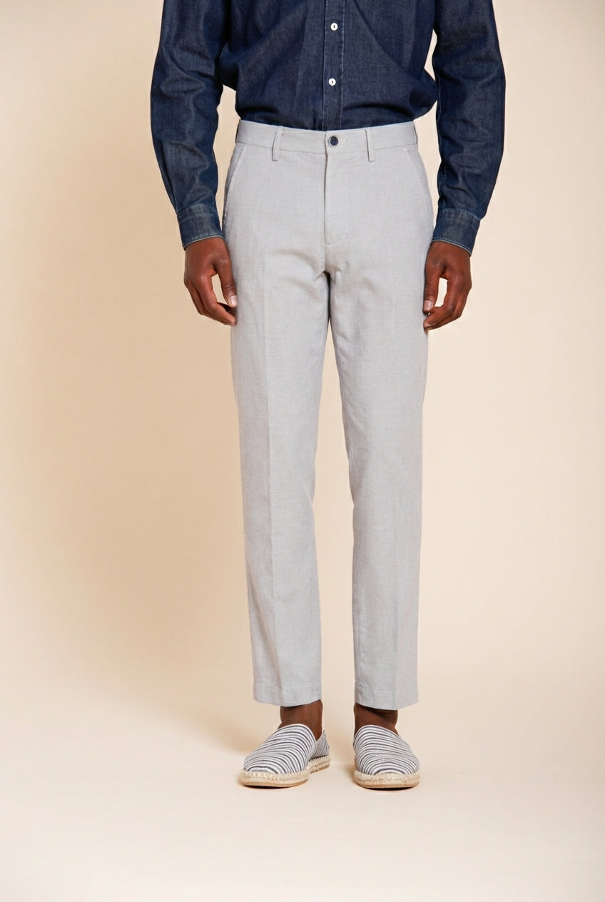 Torino pantalon chino homme en micro-motif pied-de-poule teint en fil bleu slim fit