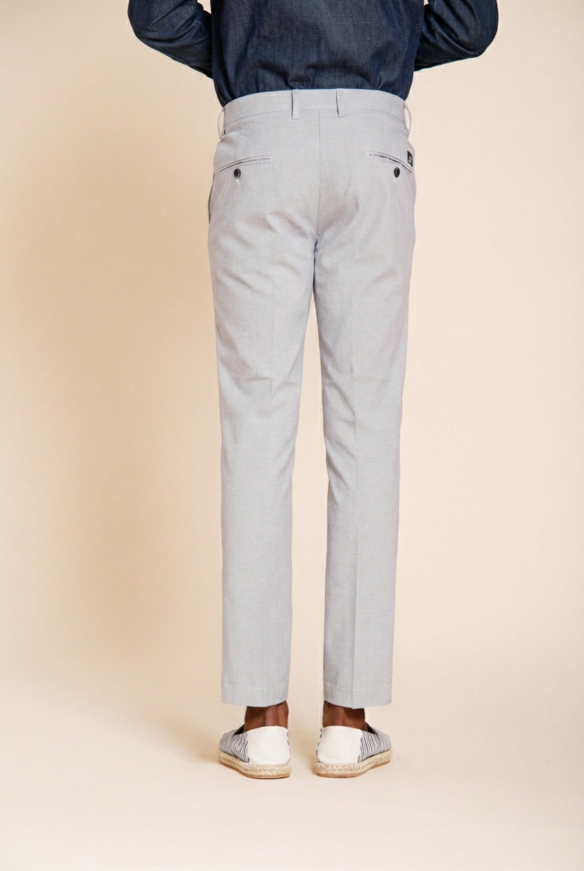 Torino pantalon chino homme en micro-motif pied-de-poule teint en fil bleu slim fit