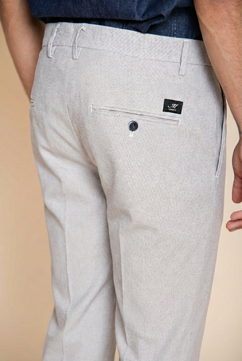 Torino pantalon chino homme en micro-motif pied-de-poule teint en fil bleu slim fit