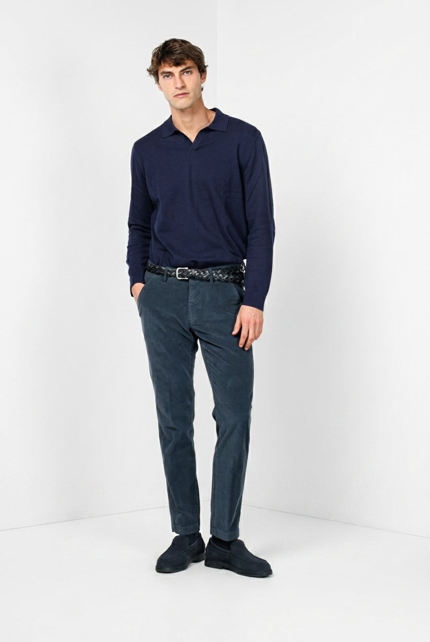 Torino pantalone chino uomo in velluto 1000 righe slim fit ①