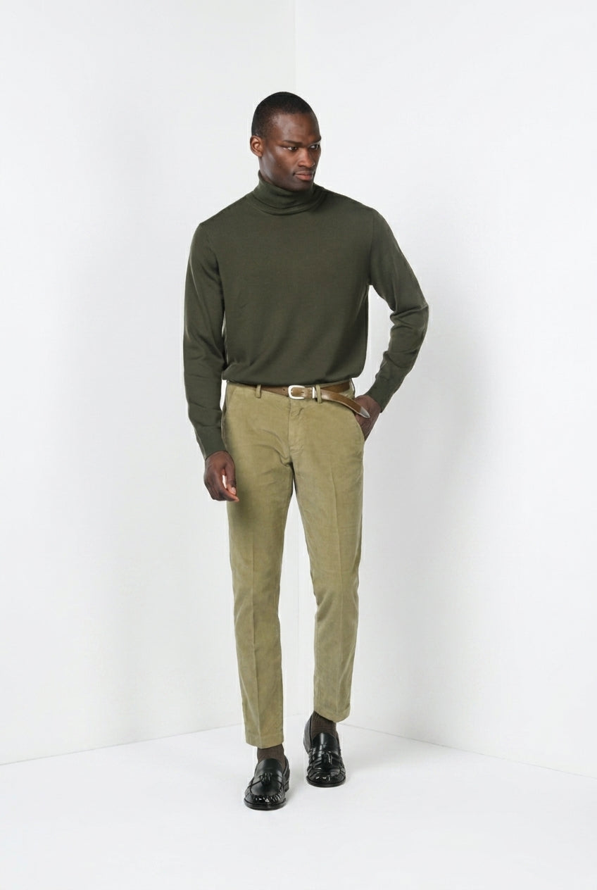 Torino pantalone chino uomo in velluto 1000 righe slim fit ①